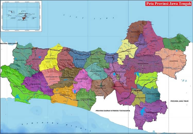 Peta Jawa Tengah HD Terbaru Lengkap Ukuran Besar Dan Keterangannya