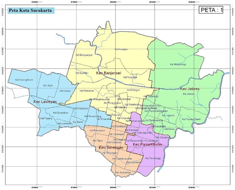 Peta Administrasi Kota Surakarta