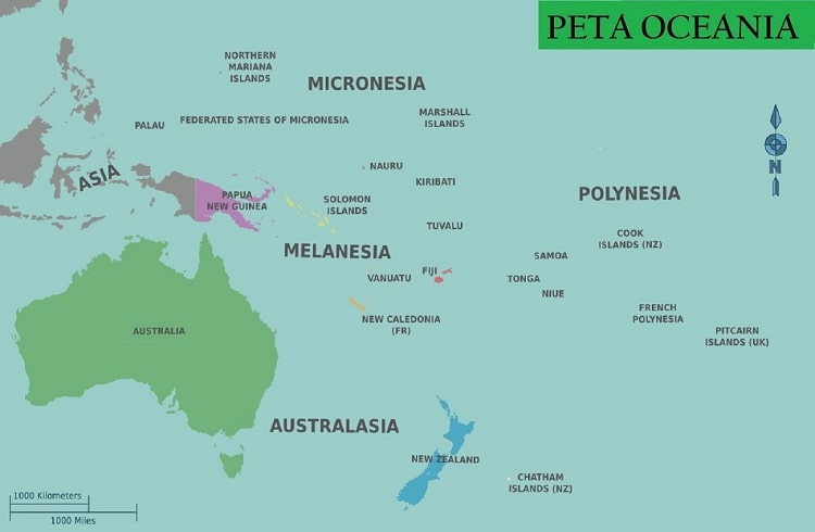Peta Benua Australia Oceania