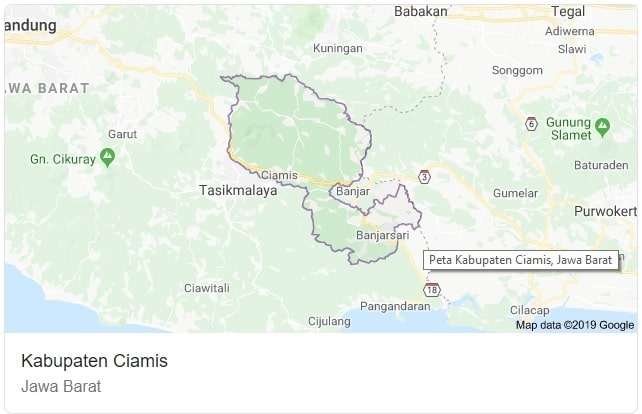 Peta Kabupaten Ciamis Jawa Barat