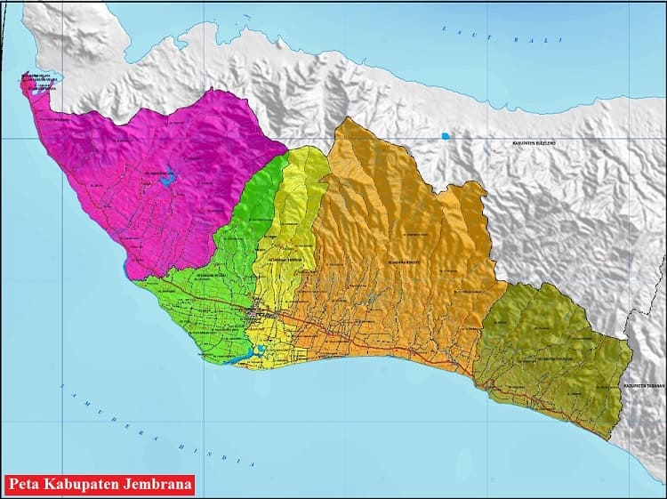 Peta Kabupaten Jembrana Bali HD Lengkap dan Keterangannya
