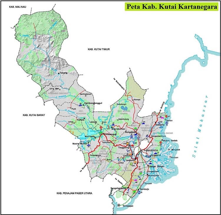 Peta Kabupaten Kutai Kartanegara Kalimantan Timur