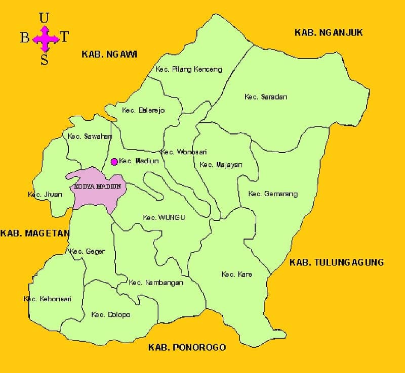 Peta Kabupaten Madiun Jawa Timur