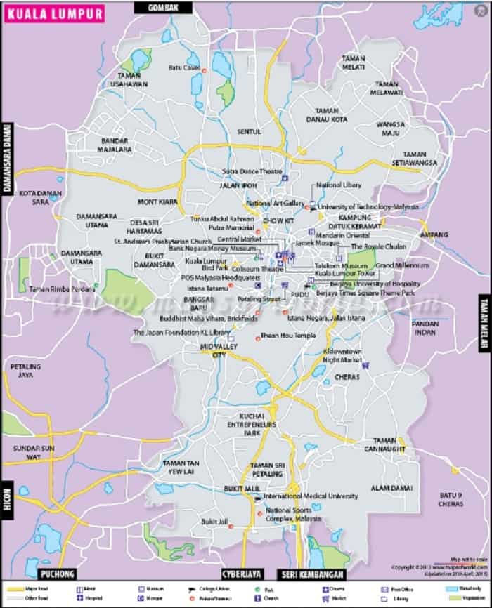 Peta Kota Kuala Lumpur, Malaysia Terbaru Lengkap HD