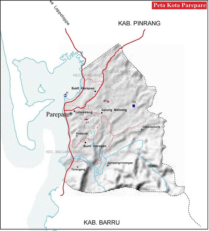 Peta Kota Parepare Sulawesi Selatan