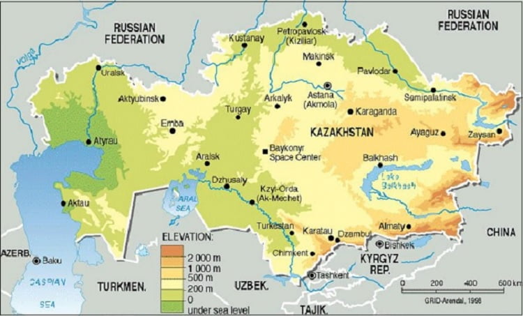 Peta Negara Kazakhstan
