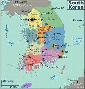 Peta Negara Korea Selatan Lengkap Gambar dan Keterangannya