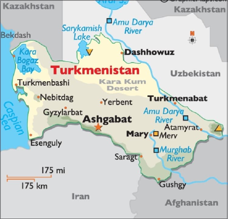 Peta Negara Turkmenistan