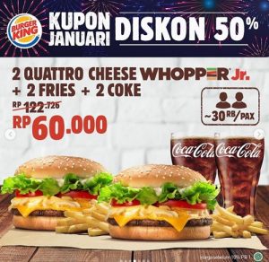Kupon Diskon Burger King Februari 2020 | Paket Promo Hemat 50%