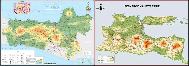 Peta Jawa Tengah dan Jawa Timur Lengkap