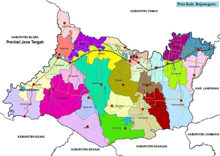 Peta Kabupaten Bojonegoro Jawa Timur