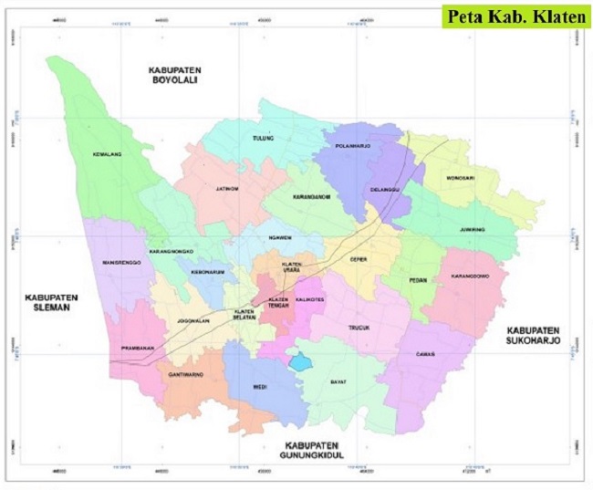 Peta Kabupaten Klaten Jawa Tengah