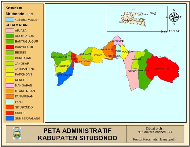 Peta Kabupaten Situbondo HD Lengkap Gambar Ukuran Besar