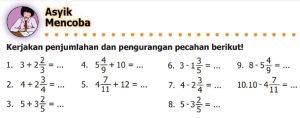 Kunci Jawaban Matematika Kelas 5 Halaman 12, 13, 14 Kerjakan Penjumlahan dan Pengurangan Pecahan Berikut 3+2 2/3