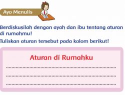 Berdiskusilah dengan Ayah dan Ibu Tentang Aturan Di Rumahmu! Tuliskan Aturan Tersebut Pada Kolom Berikut!