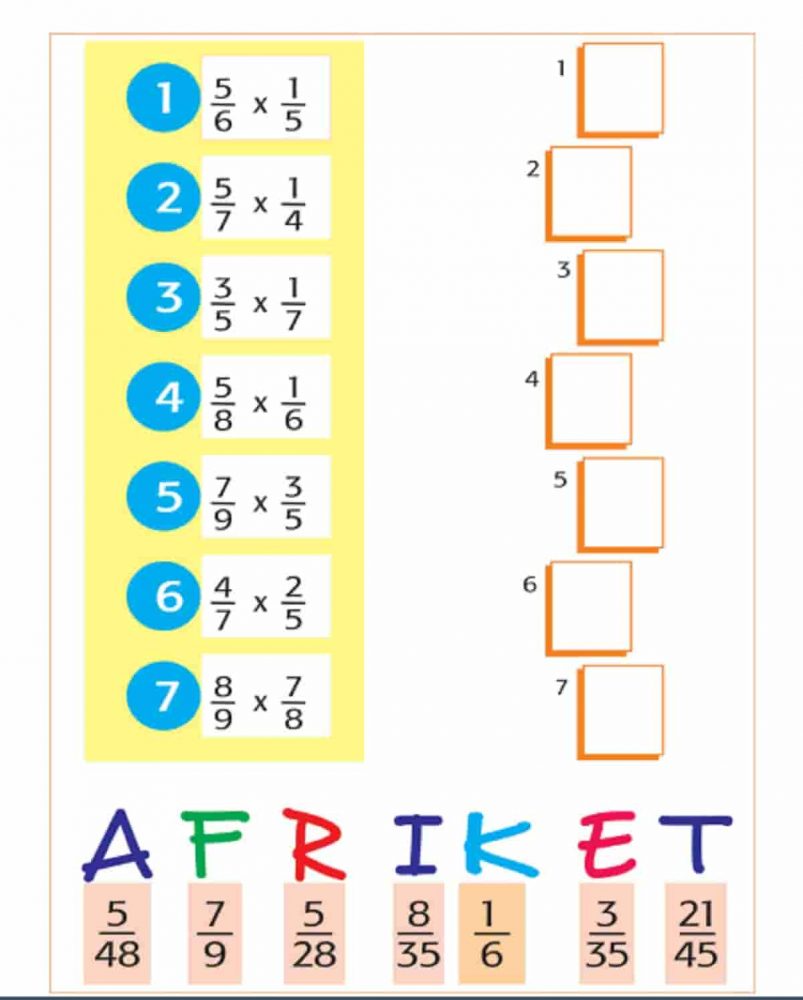 Kunci Jawaban Matematika Kelas 5 Halaman 22 Carilah Jawaban Pada Pecahan yang Memiliki Label Huruf