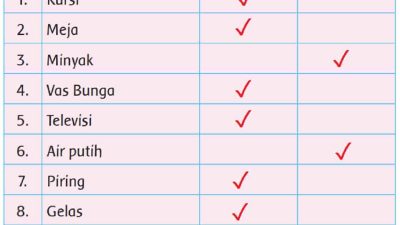 Manakah yang termasuk benda padat Berilah tanda centang (✓) pada kolom yang sesuai!