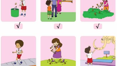 Berikan tanda centang (√) pada gambar yang harus dilakukan dalam kehidupan sehari-hari di tempat wisata kelas 2 halaman 215