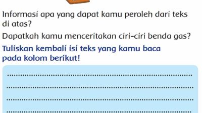 Tuliskan Kembali Isi Teks yang Kamu Baca Tentang Benda Gas Pada Kolom Berikut! Kelas 2 Halaman 85