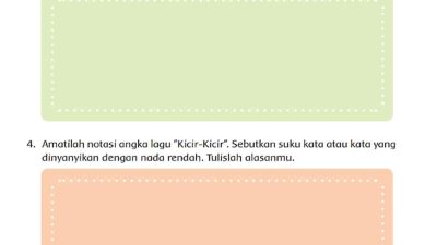Amatilah Notasi Angka Lagu Kicir-Kicir Sebutkan Suku Kata yang Dinyanyikan Dengan Nada Sedang dan Rendah