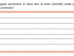 Jawaban Mengapa Penduduk di Desa dan di Kota Memiliki Mata Pencaharian yang Berbeda Tema 8 Kelas 4 Halaman 24