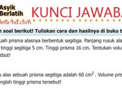 Sebuah Prisma Alasnya Berbentuk Segitiga Panjang Rusuk Alas 10 CM dan Tinggi Segitiga 5 CM Tinggi Prisma 16 CM