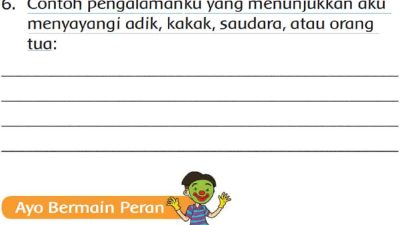 Contoh Pengalamanku yang Menunjukkan Aku Menyayangi Adik Kakak Saudara Atau Orang Tua Tema 1 Kelas 2 Halaman 17
