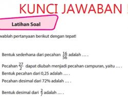 Kunci Jawaban Matematika Kelas 4 Halaman 45 46 Bentuk Sederhana Dari Pecahan 16/56 Adalah