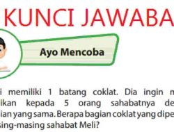 Kunci Jawaban Matematika Kelas 4 Halaman 8 Meli Memiliki 1 Batang Coklat Dia Ingin Membagikan Kepada 5 Orang sahabatnya