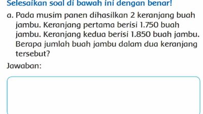 Pada Musim Panen Dihasilkan 2 Keranjang Buah Jambu Tema 1 Kelas 3 Halaman 74