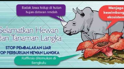 Buatlah poster untuk mengajak seluruh warga sekolah tergerak hatinya untuk melestarikan tumbuhan atau hewan tema 2 kelas 6