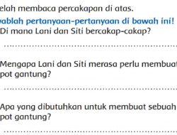 Di Mana Lani dan Siti Bercakap-Cakap Halaman 122 Kunci Jawaban Tema 2 Kelas 3 SD