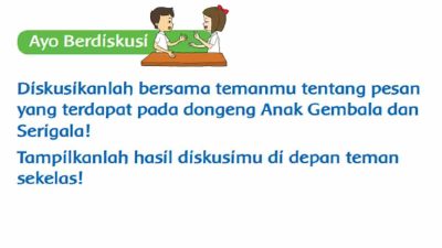 Diskusikanlah Pesan yang Terdapat Pada Dongeng Anak Gembala dan Serigala Halaman 85 Tema 2 Kelas 3 SD