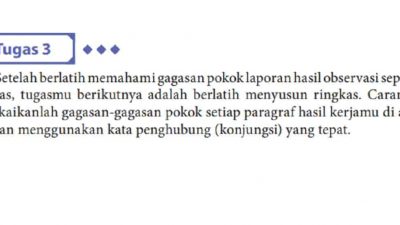 Kunci Jawaban Bahasa Indonesia Kelas 10 Halaman 20 Tugas 3 Tabel Paragraf Gagasan Pokok Ringkasan