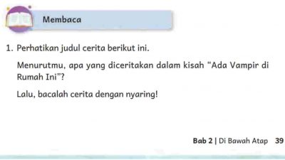 Kunci Jawaban Bahasa Indonesia Kelas 4 Halaman 39 Apa yang Diceritakan dalam Kisah Ada Vampir di Rumah Ini