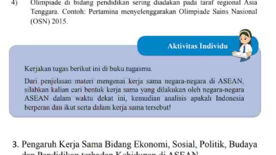 Kunci Jawaban IPS Kelas 8 Halaman 49 Aktivitas Individu Materi Mengenai Kerja Sama Negara-Negara Di ASEAN