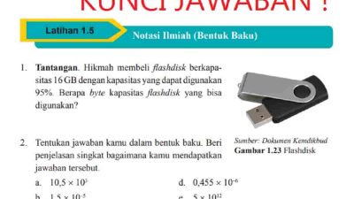 Kunci Jawaban Matematika Kelas 9 Halaman 55 Sampai 56 Latihan 1.5 Notasi Ilmiah (Bentuk Baku)