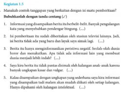 Manakah Contoh Tanggapan yang Berkaitan dengan Isi Suatu Pemberitaan Bubuhkanlah dengan Tanda Centang