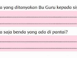 Apa Saja Benda yang Ada Di Pantai Halaman 173 Jawaban Tema 2 Kelas 2 SD MI