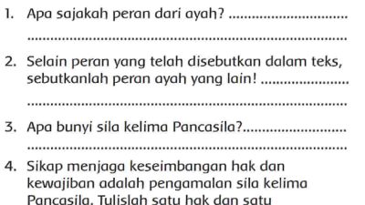 Apa Sajakah Peran Dari Ayah Jawaban Tema 2 Kelas 3 SD Halaman 136