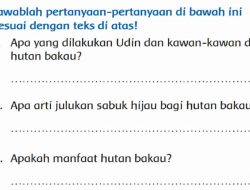 Apa yang Dilakukan Udin dan Kawan-Kawan Di Hutan Bakau Jawaban Tema 2 Kelas 3 Halaman 129