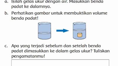 Apa yang Terjadi Sebelum dan Setelah Benda Padat Dimasukkan Ke Dalam Gelas Ukur Tema 3 Kelas 3 Halaman 75