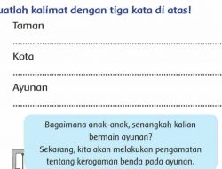 Buatlah Kalimat dengan Tiga Kata Di Atas Taman Kota Ayunan Jawaban Tema 2 Kelas 2 Halaman 196