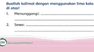 Buatlah kalimat dengan menggunakan lima kata di atas Menunggangi, Sewa, Pemandu, Menekuk, Aba-Aba