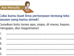 Coba Kamu Buat Lima Pertanyaan Tentang Teks Bacaan yang Kamu Simak Gunakan Kata Tanya Apa, Siapa, Di Mana, Kapan