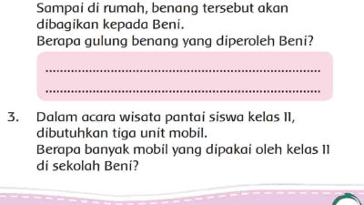 Dalam Acara Wisata Pantai Siswa Kelas II, Dibutuhkan Tiga Unit Mobil Berapa banyak mobil yang dipakai