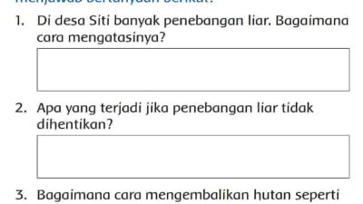 Di Desa Siti Banyak Penebangan Liar Bagaimana Cara Mengatasinya Jawaban Tema 3 Kelas 3 Halaman 17