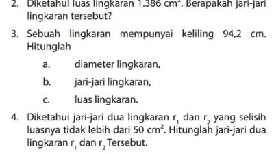 Diketahui Luas Lingkaran 1.386 cm², Berapakah Jari-Jari Lingkaran Tersebut