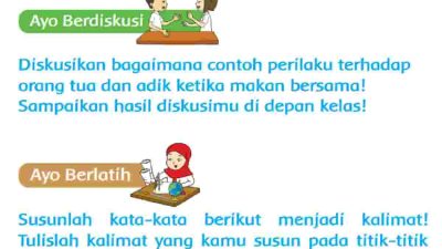 Diskusikan Bagaimana Contoh Perilaku Terhadap Orang Tua Dan Adik Ketika Makan Bersama Halaman 28 Kelas 2