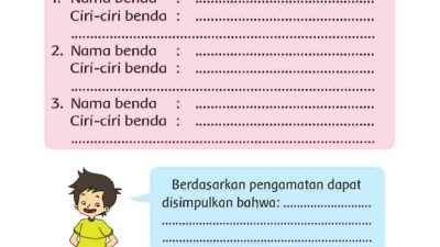 Hasil Pengamatan Nama Benda Ciri-Ciri Benda Bet, Net, Meja dan Bola Pingpong Halaman 134 Kelas 2 SD